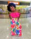 Kids Girl Sling Vest Print Wide Leg Pants Set GYAY-8095