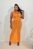 Lace-up Mesh Knit Beach Maxi Dress ZSD-0311