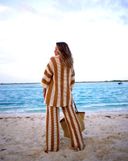 Stripe Sweater Loose Two Piece Pants Set FSXF-572