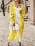 Solid Long Hollow Out Sweater Cardigan Coat FSXF-570