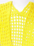 Solid Long Hollow Out Sweater Cardigan Coat FSXF-570