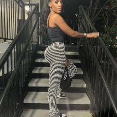 Fashion Black White Stripe Casual Pants FSL-217