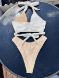 Sexy Gross Halter Color Block 2pcs Bikinis CASF-6615