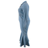 Plus Size Zipper Lapel Flare Jumpsuit GDAM-218330