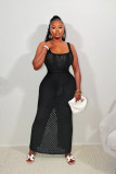 Lace-up Mesh Knit Beach Maxi Dress ZSD-0311