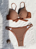 Sexy Solid Color Backless Bikini Swimsuit Two Piece Set CASF-6617