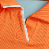 Casual Lapel Tops And Split Skirts 2 Piece Set FSXF-387