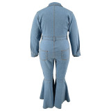 Plus Size Zipper Lapel Flare Jumpsuit GDAM-218330