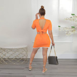 Casual Lapel Tops And Split Skirts 2 Piece Set FSXF-387