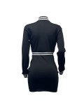 Letter Embroidered Zipper Patchwork Mini Dress GDNY-PD014