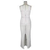 Lace-up Mesh Knit Beach Maxi Dress ZSD-0311
