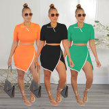 Casual Lapel Tops And Split Skirts 2 Piece Set FSXF-387