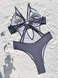 Solid Color Hollow Out One Piece Swimsuit CASF-6646