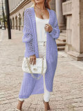 Solid Long Hollow Out Sweater Cardigan Coat FSXF-570