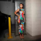 Print Sleeveless Holes Midi Dress ORY-5260