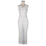 Lace-up Mesh Knit Beach Maxi Dress ZSD-0311
