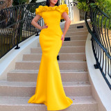 Solid Color One Neck Fishtail Dress GCZF-8519