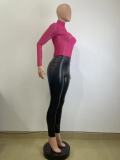 Hight Waist Slim Tight PU Leather Pant QODY-6011