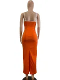 Sexy Sling Contrast Color Slim Long Dress QODY-6025