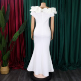 Solid Color One Neck Fishtail Dress GCZF-8519