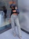 Black Stripe High Waist Wide Leg Pants QODY-6022