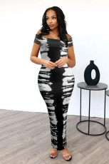 Sexy One Shoulder Print Long Dress QODY-6029