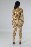 Leopard Print Backless Hooded Jumpsuit QODY-6010