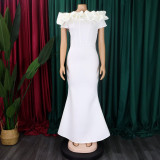 Solid Color One Neck Fishtail Dress GCZF-8519