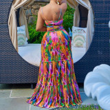 Plus Size Sexy Print Sling Big Swing Maxi Dress GCZF-8465