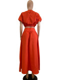 Lantern Sleeve High Waist Princess Skirt Two Piece Set QODY-6023
