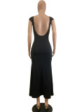 Hollow Out Backless Sexy Long Dress QODY-6026