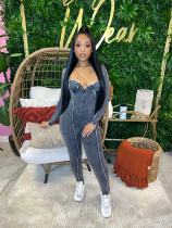 Long Sleeve Zipper Slim Jumpsuit GDIM-8055