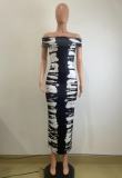 Sexy One Shoulder Print Long Dress QODY-6029