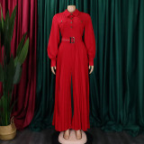 Solid Color Long Sleeve Belt Loose Jumpsuit GCZF-8504