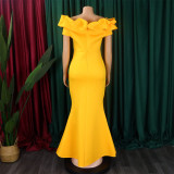 Solid Color One Neck Fishtail Dress GCZF-8519