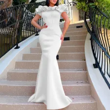Solid Color One Neck Fishtail Dress GCZF-8519