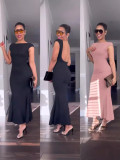 Hollow Out Backless Sexy Long Dress QODY-6026