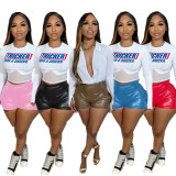 Fashion Pocket PU Leather Shorts GDIM-2402