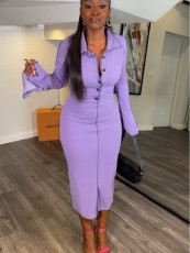 Flared Sleeve Single Breasted Midi Dress QODY-6007