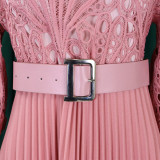 Lace Crochet Hollow Out Pleated Patchwork Dress GCZF-D254-C1