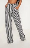 Black Stripe High Waist Wide Leg Pants QODY-6022