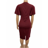 Ruffle Sleeve Split Skinny Midi Dress GCZF-D311-C2