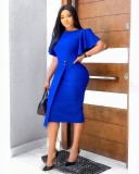 Ruffle Sleeve Split Skinny Midi Dress GCZF-D311-C2