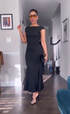 Hollow Out Backless Sexy Long Dress QODY-6026