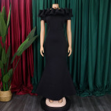 Solid Color One Neck Fishtail Dress GCZF-8519