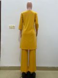 Irregular Solid Tops Two Piece Pants Set QODY-6004
