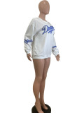 Letter Print Long Sleeve Sweatshirt QODY-6021
