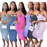 Sexy Hollow Out Tube Tops Long Dress GDIM-2406