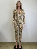 Leopard Print Backless Hooded Jumpsuit QODY-6010