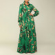 Fashion Print Tie Up Long Sleeve Shirt Dress GCZF-8565